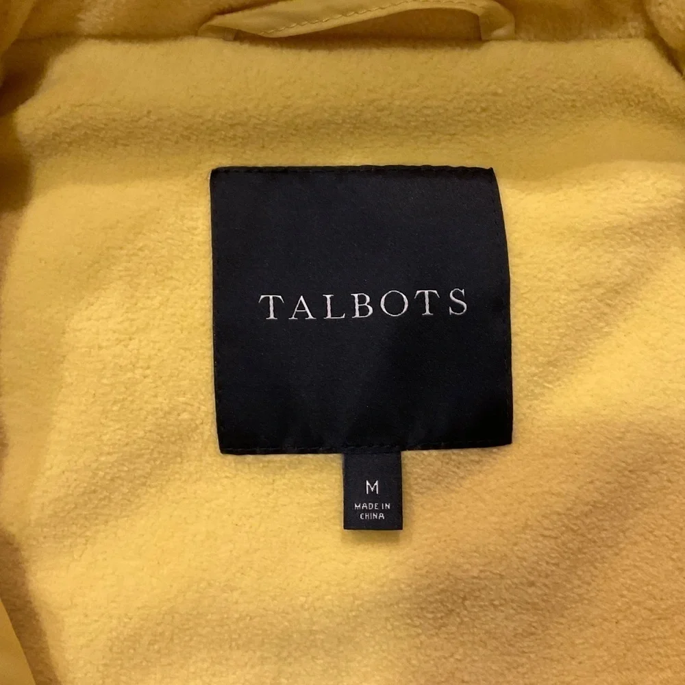 Talbots Quilted Vest Sz M Yellow Fleece Lined Outerwear Equestrian Old Money